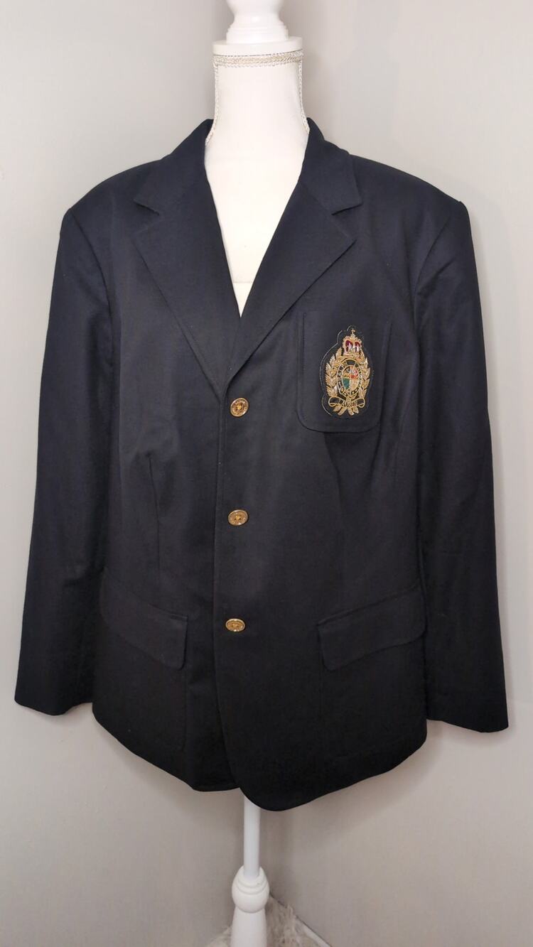 Lauren Ralph Lauren Black Crest Blazer 20W Gold Buttons Preppy